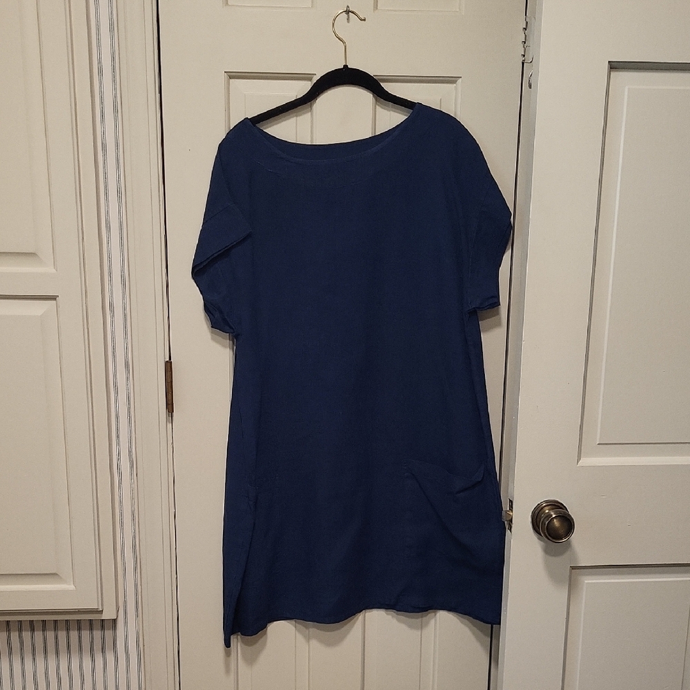 Bryn Walker Navy Blue Linen Dress